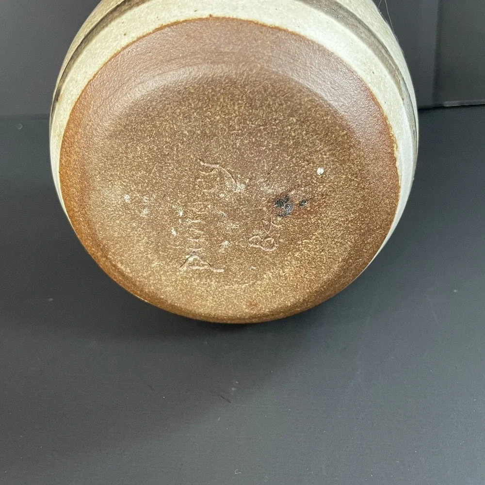 Vtg Minnesota Wild Rice Round Cork Lid Crock Canister Stoneware Storage Jar Glaz
